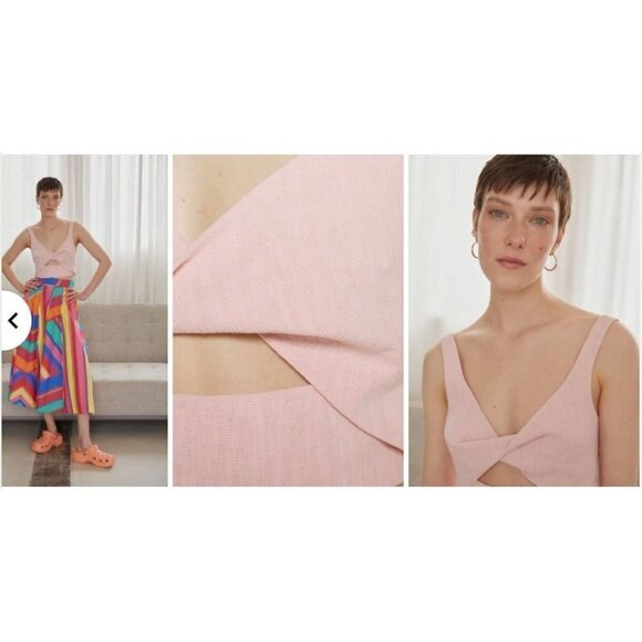 Bec & Bridge Bonnie Cut-Out Crop Top in Peony Pink 6 Womens Cropped Tank - Picture 14 of 15